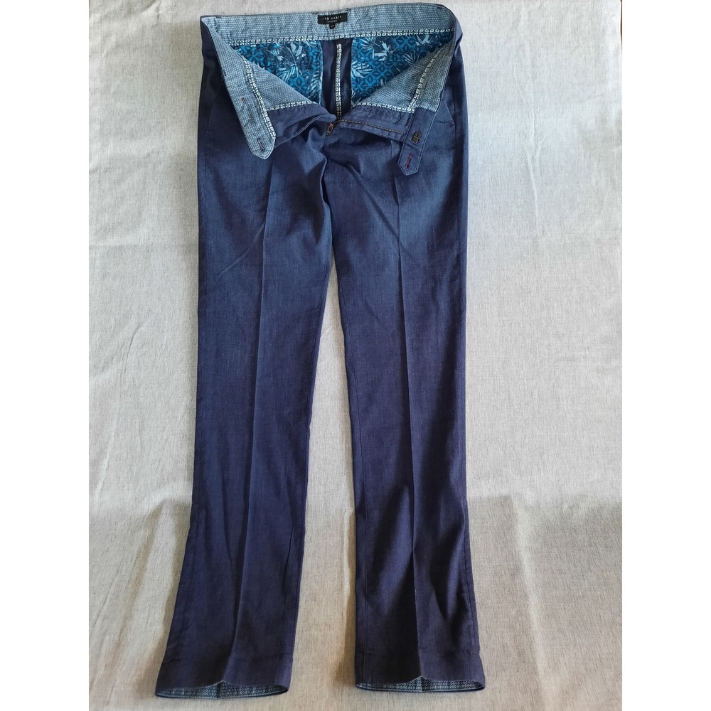 Ted Baker London Mens 38R Geo Lined Pleated Chino Pants Zip Fly Hook Eye Closure